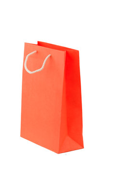 Orange package from paper, isolated on white