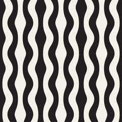 Monochrome wavy lines design. Vector geometric seamless pattern