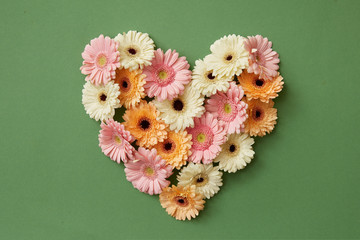 Heart made from fresh gerbera flowers