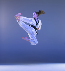 The karate girl with black belt