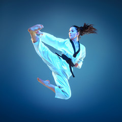 The karate girl with black belt