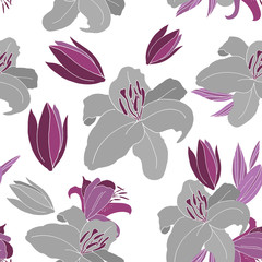 Plakat grey lily pattern
