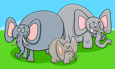 Naklejka premium funny elephants cartoon character group