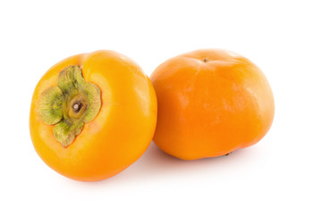 fresh ripe persimmons isolated on white background