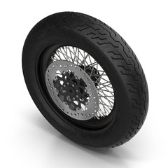 Motorcycle Back Wheel on white. 3D illustration