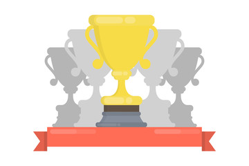 Golden cups on white