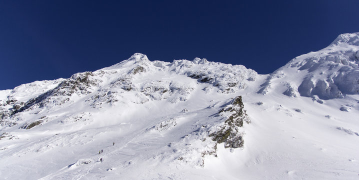 Snowy mountains in Fagarasi, Romania, Balea lake