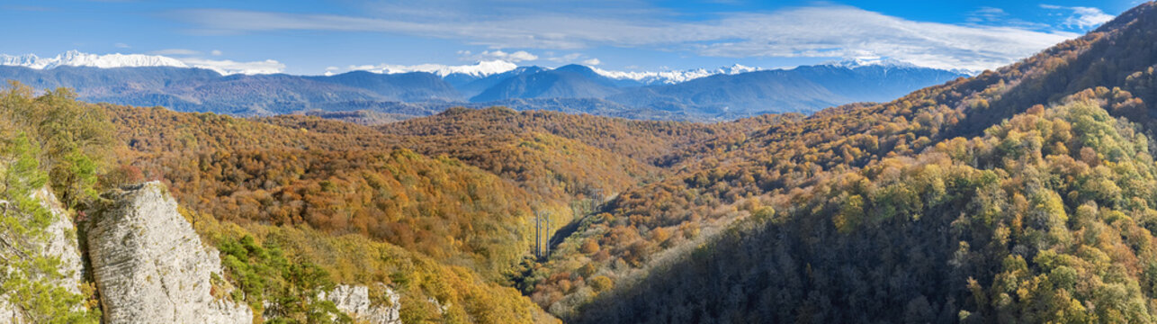 Panoramic view from the Eagle rocks. Sochi National Park, Russia.