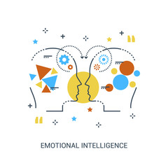 Premium quality icon concept of emotional intelligence, communication skills, reasoning, persuasion, mentoring or intuition. Flat infographic thin line icon design.
