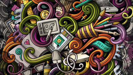 Obraz premium Doodles graphic design illustration. Creative art background