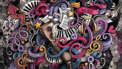 Doodles Music illustration. Creative musical background - obrazy, fototapety, plakaty