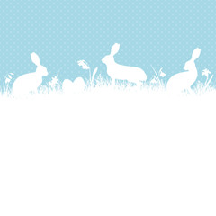 Easter Card Meadow Bunny Blue Dots