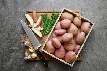 Fresh from the farm potatoes ready to be roasted with garlic and rosemary