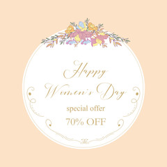 Womans Day collection sale banners.Sale Discount 8 March Happy Women s Day poster. Eighth March gift card. Spring Holiday Sale. Futuristic, promotion design. Advertising, Marketing, greeting cards
