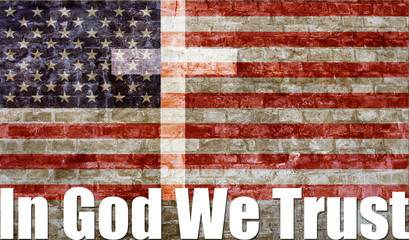 IN GOD WE TRUST with Flag