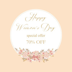 Womans Day collection sale banners.Sale Discount 8 March Happy Women s Day poster. Eighth March gift card. Spring Holiday Sale. Futuristic, promotion design. Advertising, Marketing, greeting cards