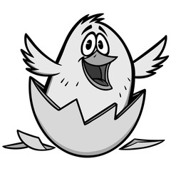 Easter Chick Illustration - A vector cartoon illustration of a Chick breaking out of a shell.