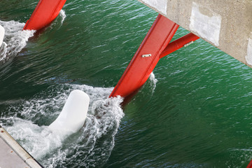 Hydro electrical turbines in the tidal current of the sea