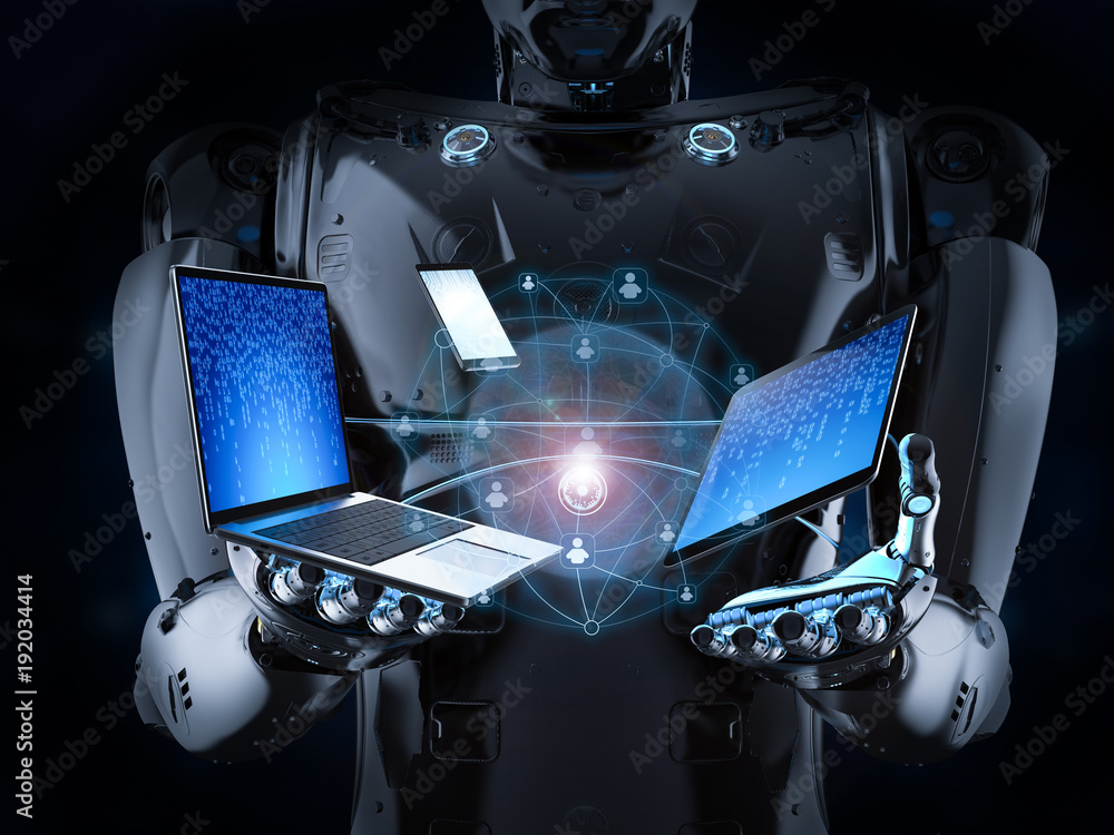 Poster robot with gadget