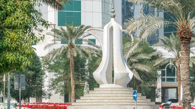 The dallah timelapse or coffee pot monument that represents welcome on Doha Corniche