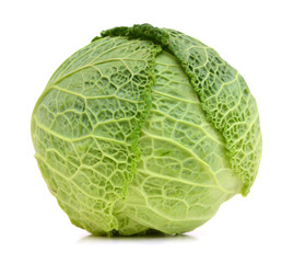 Fototapeta premium Savoy Cabbage head Isolated on White Background
