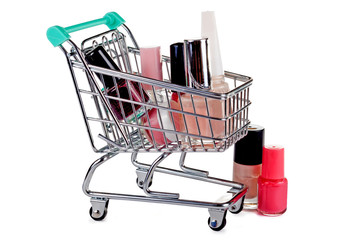 Supermarket trolley with nail polish