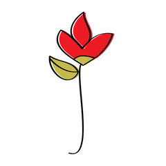 flower natural botanical stem leaves icon vector illustration