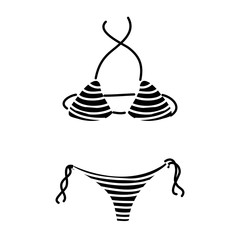 Fototapeta na wymiar bikini swimsuit female summer accessory vector illustration black and white design