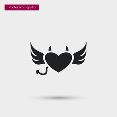 Evil heart icon. Simple romance element illustration. Valentine symbol design from love collection. Can be used in web and mobile.