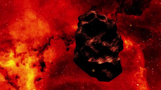 Computer generated footage of an asteroid floating in deep space isolated