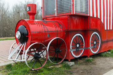 Fototapeta premium Imitation of red locomotive