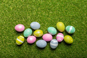 easter eggs on the grass