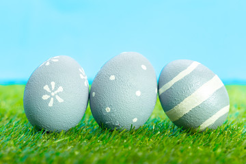 easter eggs on the grass