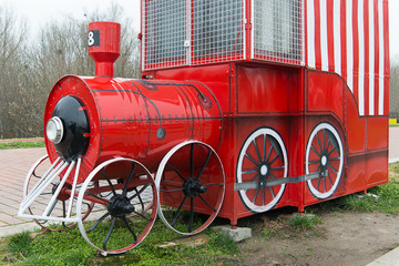 Fototapeta premium Imitation of red locomotive