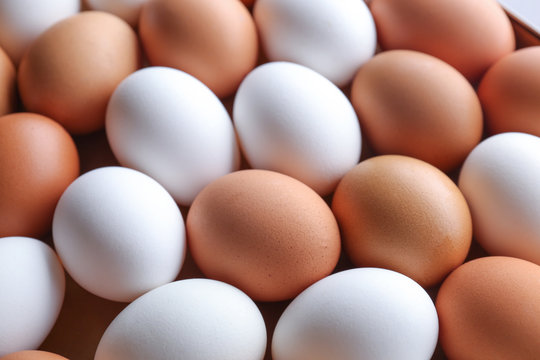 Raw chicken eggs as background