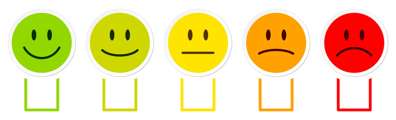 5 Mood Faces Color Boxes Horizontal