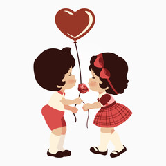 Clip art of two cute lovers & a heart balloon which can be used for creating your wallpapers, backgrounds, backdrop images, fabric patterns, clothing prints, labels, crafts & projects