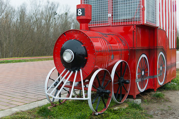 Fototapeta premium Imitation of red locomotive