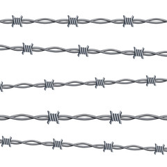 Realistic 3d Detailed Barbed Wire Line Set. Vector