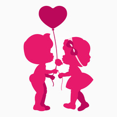 Clip art of two cute lovers & a heart balloon in pink shades which can be used for creating your wallpapers, backgrounds, backdrop images, fabric patterns, clothing prints, labels, crafts & projects