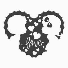 Clip art of two cute lovers & hearts in grey shades which can be used for creating your wallpapers, backgrounds, backdrop images, fabric patterns, clothing prints, labels, crafts & other projects