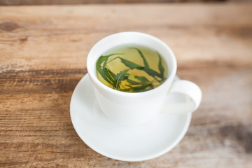 cannabis tea white cup