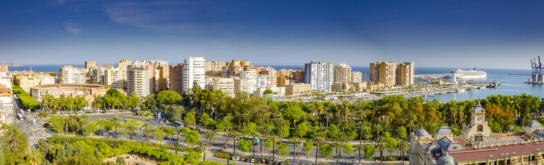 City center skyscrapers business district in Malaga, Andalusia, Spain