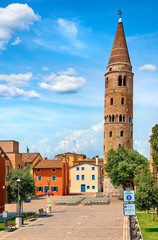 Fototapeta premium Caorle Italy Venezia provincial city village with tall tower