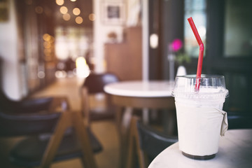 Coffee cup in cafe coffee shop modern