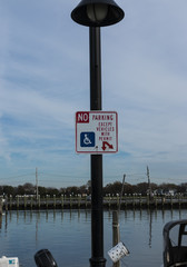 No Parking except vehicles with handicapped permit at a marina