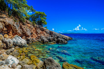 Fototapeta na wymiar Beautiful landscape of Croatia, Croatia coast, sea and mountains. Panorama