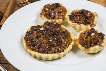 The walnut pie is on the table
