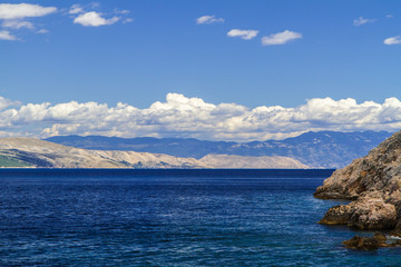Fototapeta na wymiar Adriatic sea, mountains and sky with clouds