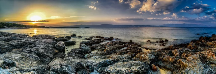 Crédence de cuisine en verre imprimé Mer / coucher de soleil Beautiful landscape of Croatia, Croatia coast, sea and mountains. Panorama